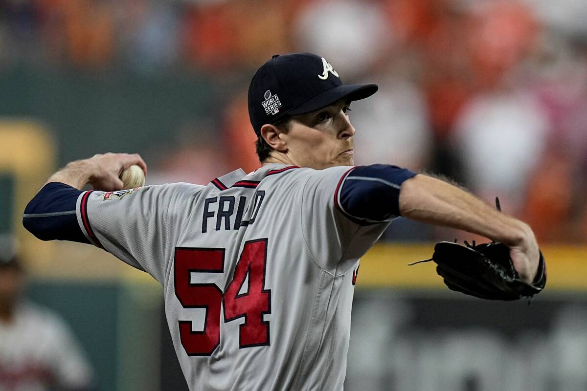 Atlanta Braves starting pitcher Max Fried throws during the first inning in Game 6 of baseball' ...