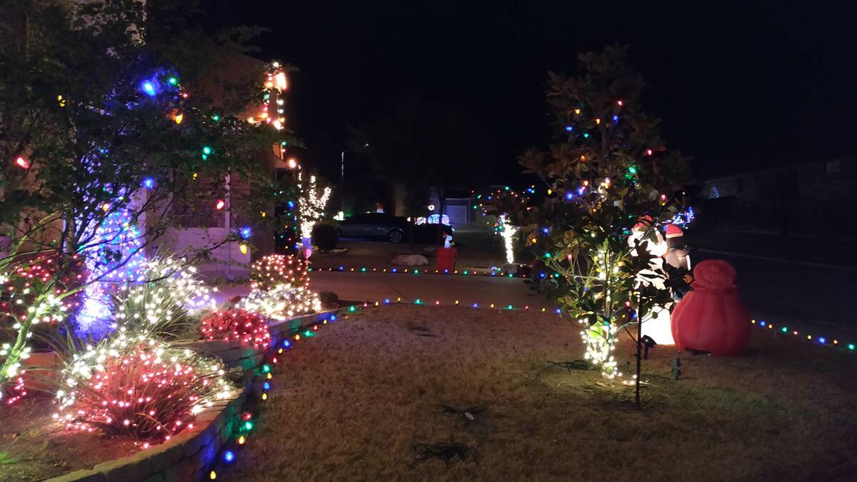 Christmas lighting and decoration in front of houses in Texas