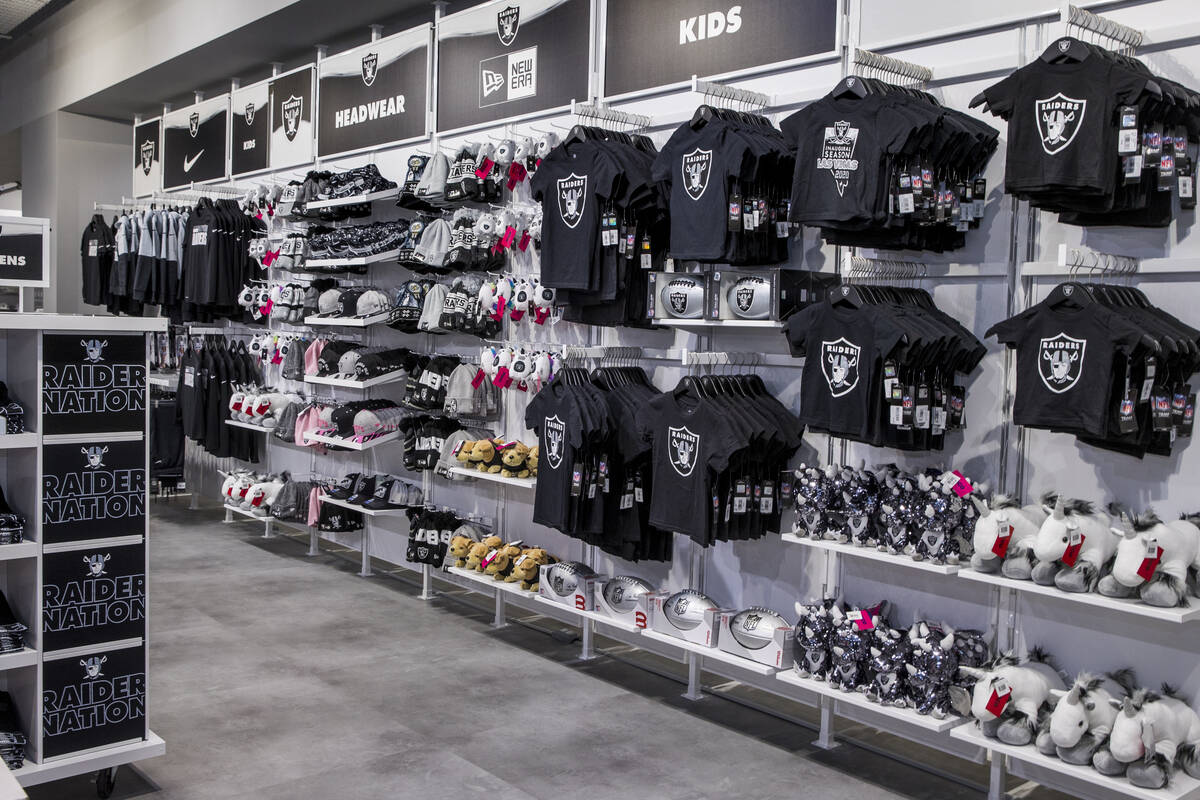 A variety of merchandise is shown at The Raider Image official team store inside of Allegiant S ...