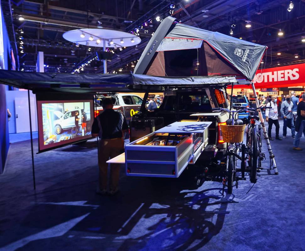 A 2021 Ford F-150 Tremor, modified by Blood Type Racing, is pictured at the Ford booth during t ...