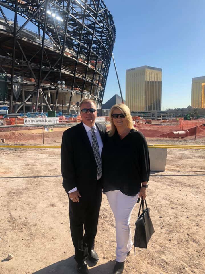 John Tournour, aka J.T. The Brick, is shown with his wife, Julie, during construction of Allegi ...