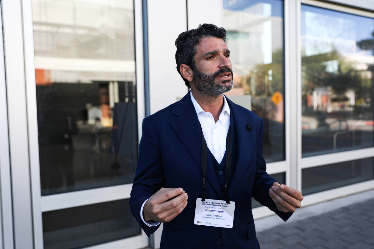 Arash Ghafoori, CEO of the Nevada Partnership for Homeless Youth, speaks to the Review-Journal ...