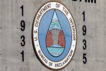 The historic Bureau of Reclamation seal and the construction start date (1931) and dedication d ...