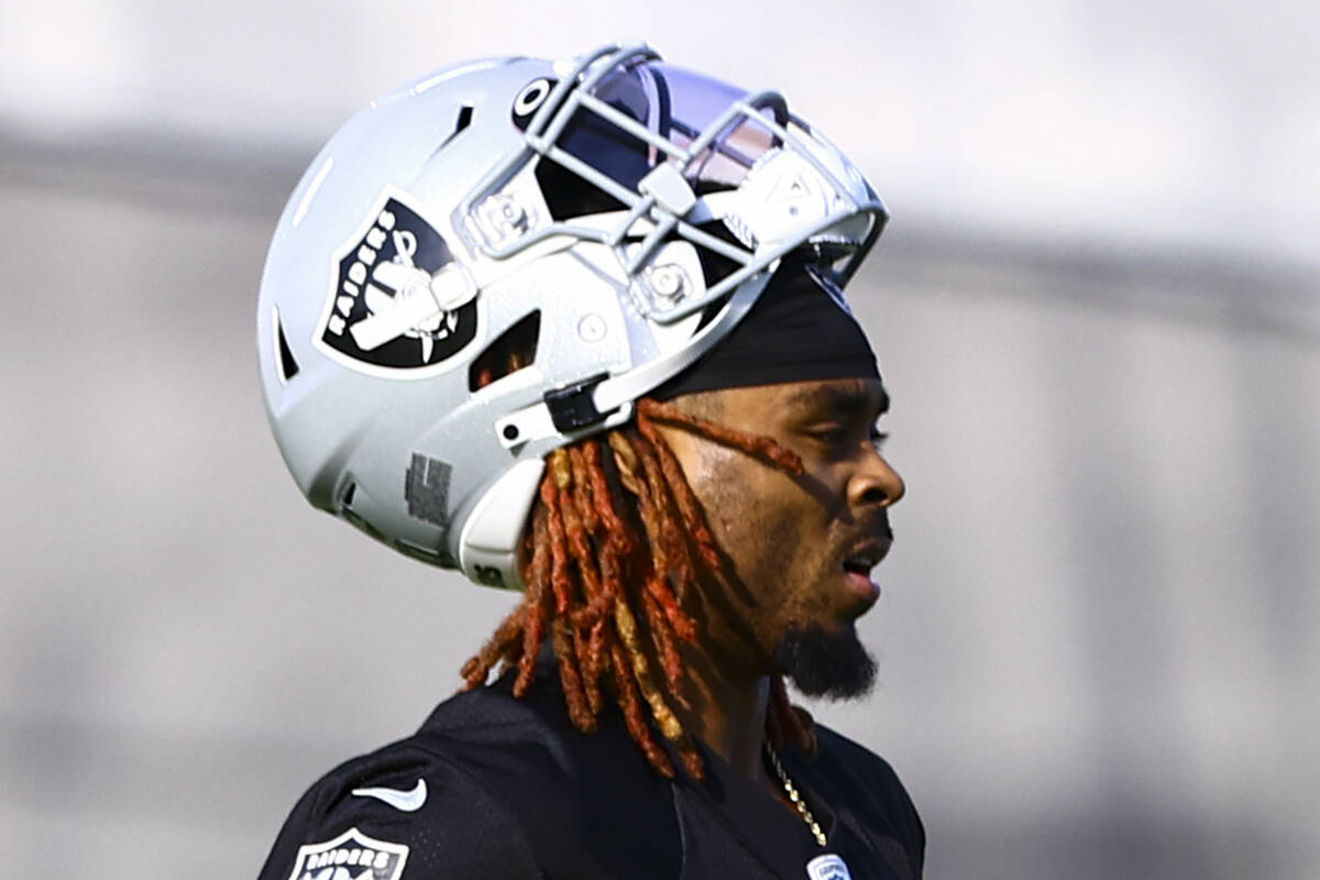 Raiders cornerback Damon Arnette participates during an NFL football minicamp at Raiders headqu ...