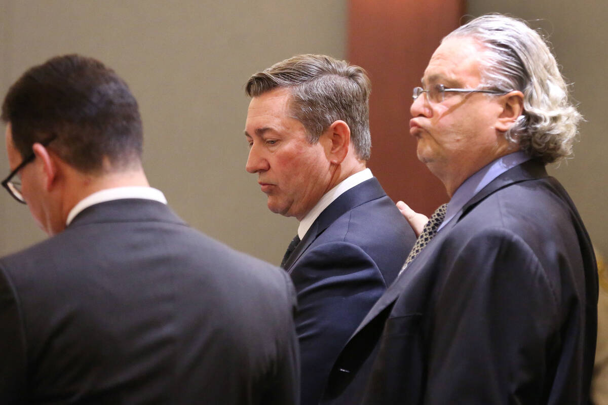 Scott Gragson, center, charged in a DUI crash that left a woman dead, appears in court with att ...