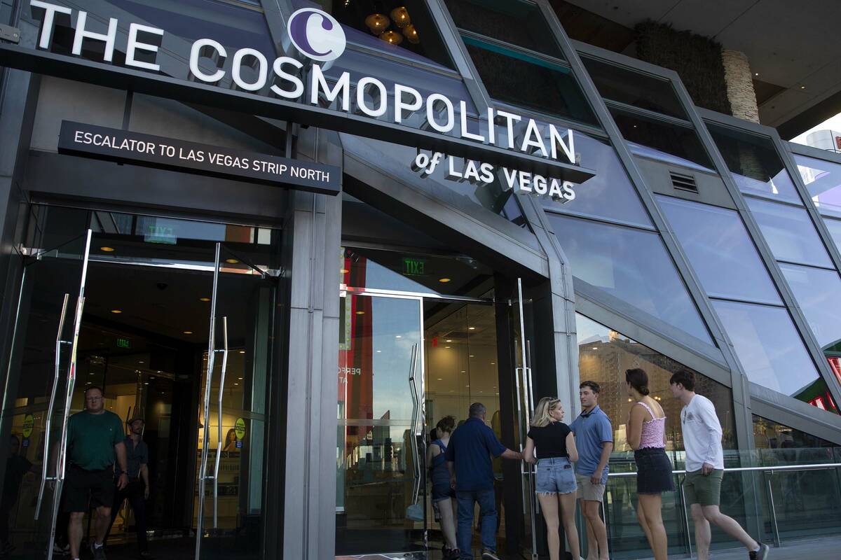 Visitors to the Las Vegas Strip enter Cosmopolitan of Las Vegas on Wednesday, June 9, 2021. The ...