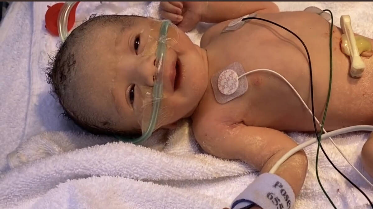 A screen capture of Ilusia Angelina Sarantakos is show on the day she born, about a month prema ...
