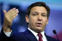 Florida Gov. Ron DeSantis gives a speech during the Republican Jewish Coalition's annual leader ...