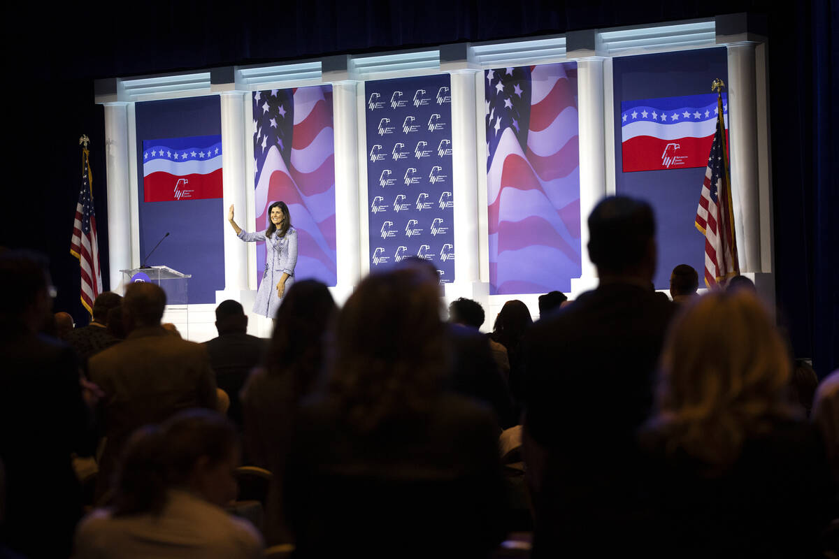 Former Ambassador to the United Nations Nikki Haleyʲeceives a standing ovation following ...