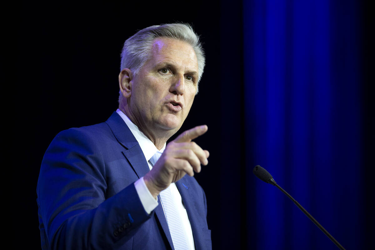 House Minority Leader Kevin McCarthy of Calif. gives a speech during the Republican Jewish Coal ...