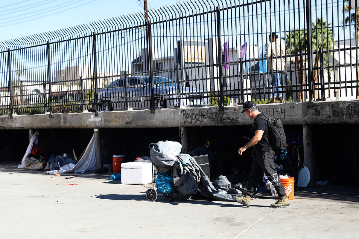 Dave Marlon, CEO of CrossRoads of Southern Nevada and VegasStronger, looks for homeless people ...