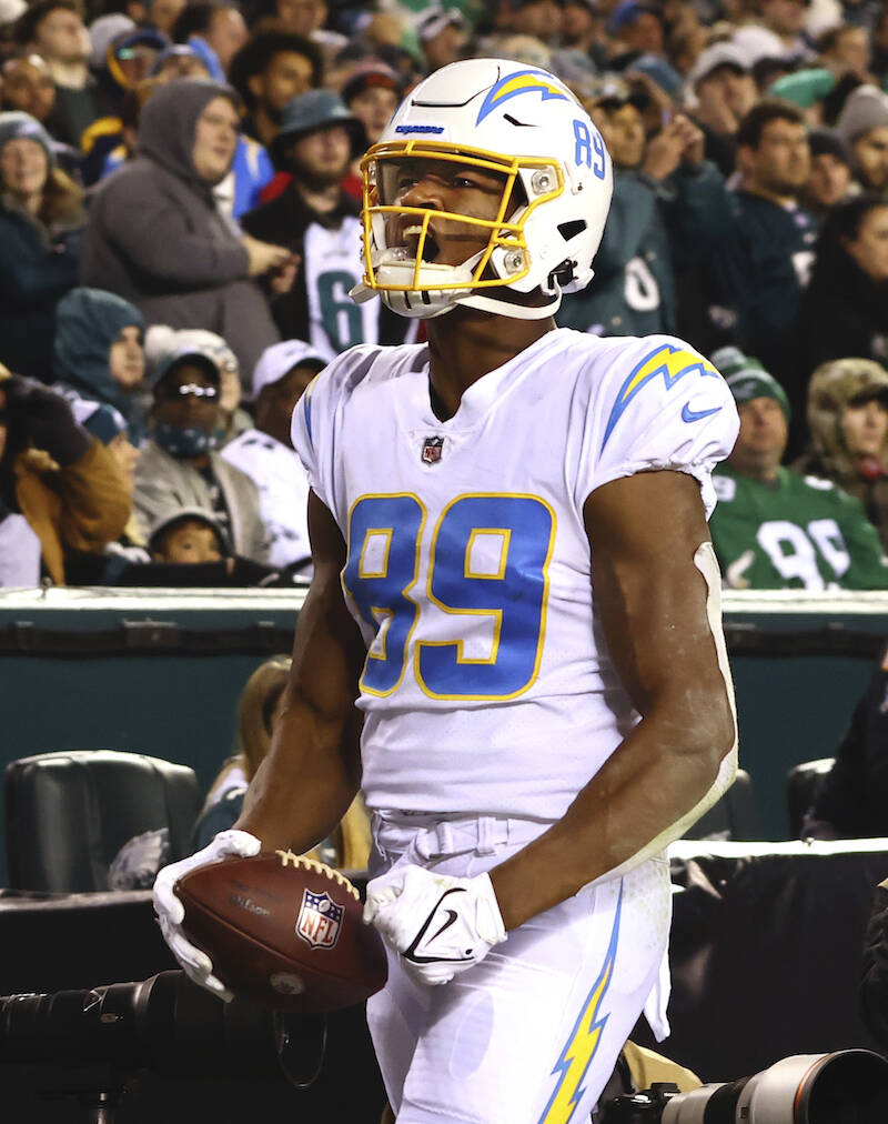 Los Angeles Chargers tight end Donald Parham (89) celebrates his