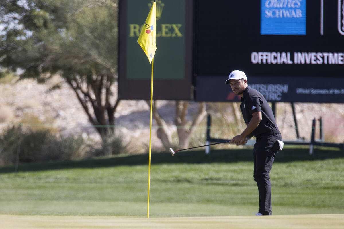 Xander Schauffele hits a putt on the 17th hole during the CJ Cup Pro AM tournament at the Summi ...
