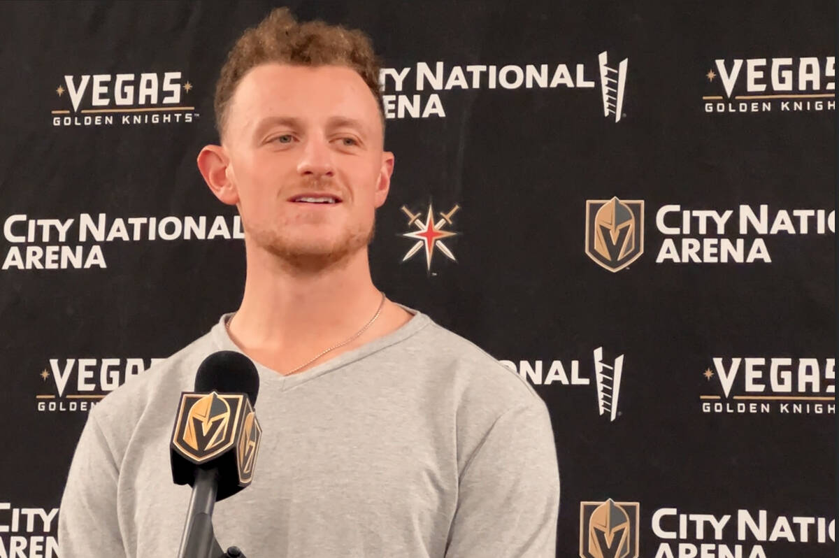All-Star center Jack Eichel in his first news conference as a member of the Vegas Golden Knight ...