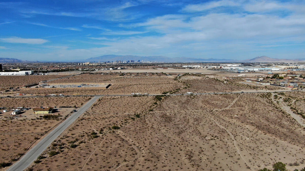 An aerial view of property for a 268-acre project south of the M Resort on Monday on November 8 ...