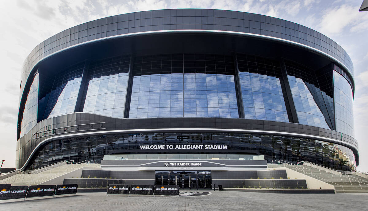 The Raider Image official team store is located on the north entrance of Allegiant Stadium on T ...