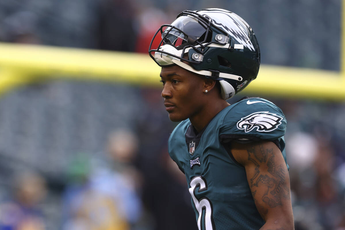 Philadelphia Eagles wide receiver DeVonta Smith (6) during warmups before an NFL football game ...