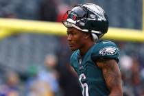 Philadelphia Eagles wide receiver DeVonta Smith (6) during warmups before an NFL football game ...