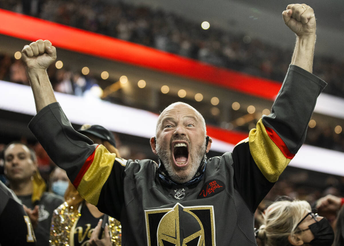 Vegas Golden Knights fans during an NHL hockey game against the Seattle Kraken on Tuesday, Nov. ...