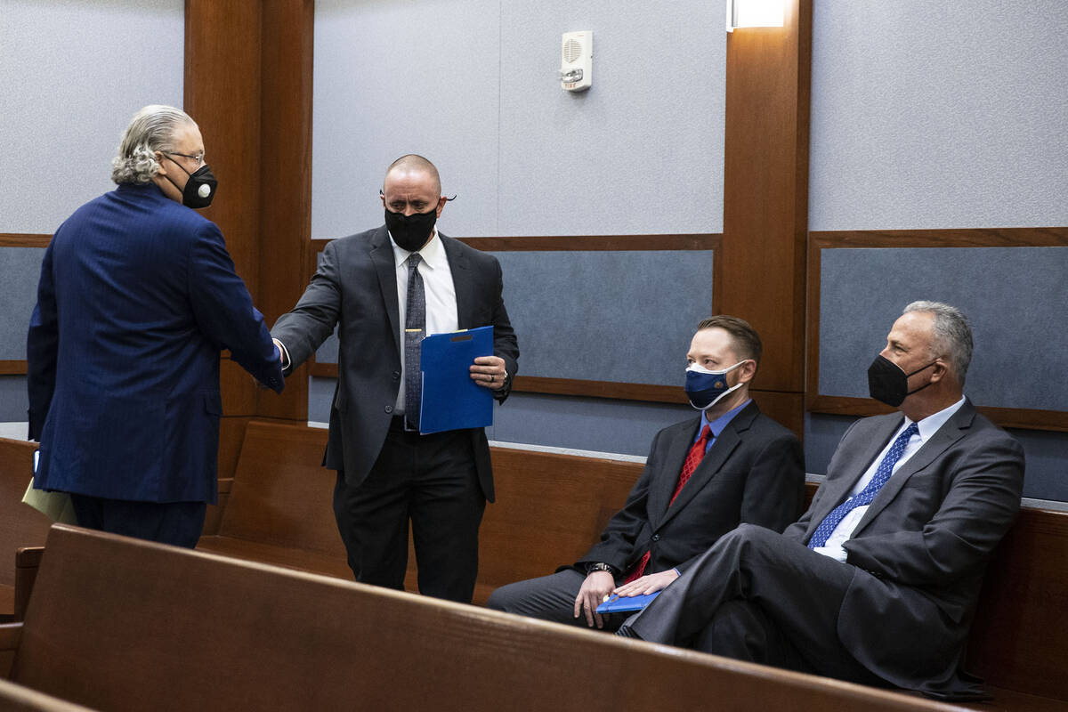 Attorney David Chesnoff, left, representing former Raiders wide receiver Henry Ruggs, accused o ...