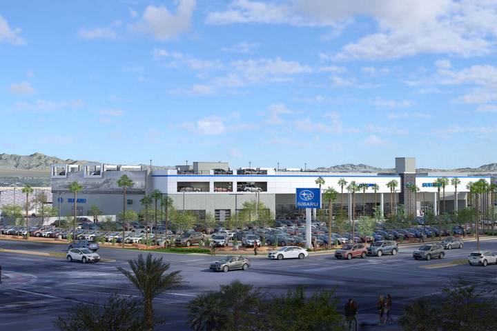 An artist’s rendering shows the $40 million Centennial Subaru dealership. (Ascent Automotive ...