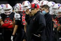 Liberty High School football head coach Rich Muraco is seen during the second half of a footbal ...