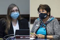 Amy Carvalho, left, and Carol Del Carlo were elected as new leaders to temporarily guide Nevada ...