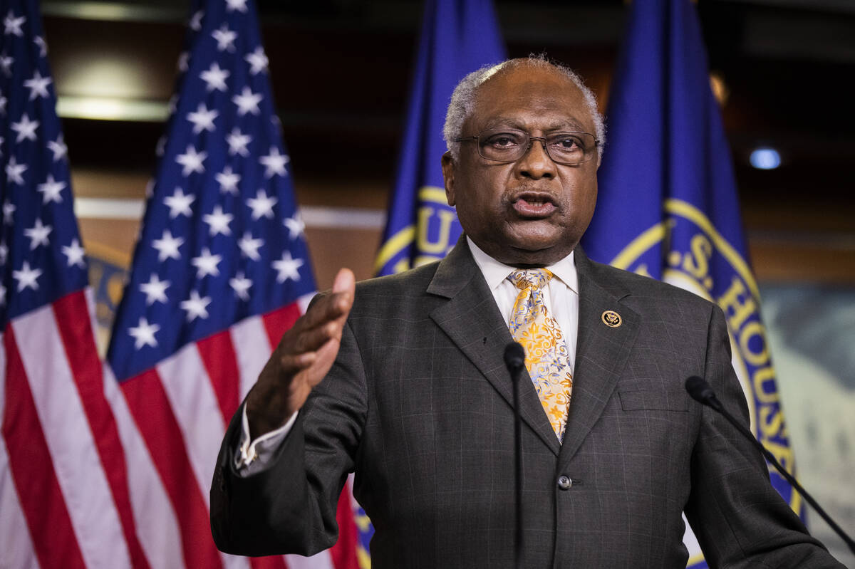 House Majority Whip James Clyburn of S.C., speaks during a news conference on Capitol Hill Thur ...