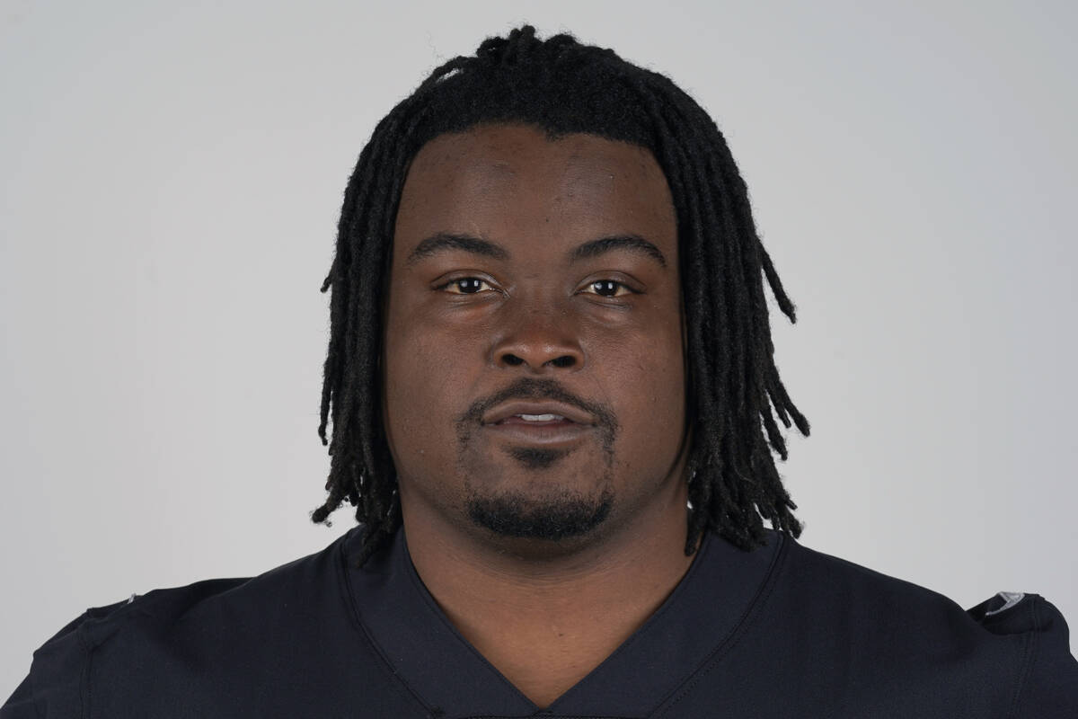 This is a 2020 photo of John Simpson of the Las Vegas Raiders NFL football team. This image ref ...