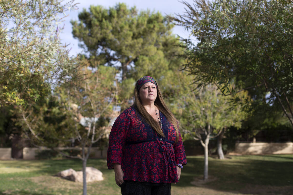 Kristine Schachinger, a Las Vegas local who suffers the lingering effects of COVID-19, at the P ...