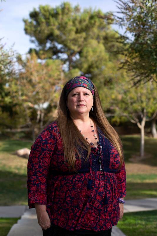 Kristine Schachinger, a Las Vegas local who suffers the lingering effects of COVID-19, at the P ...