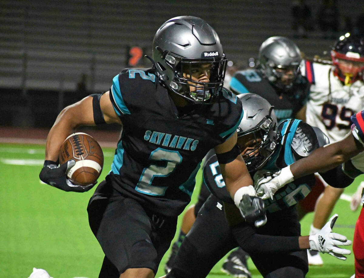 Silverado running back Donavyn Pellot runs the ball during a 4A state semifinal game against Co ...