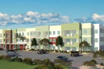 An artist's rendering of Lake Mead West Apartments, a 156-unit affordable housing complex slate ...