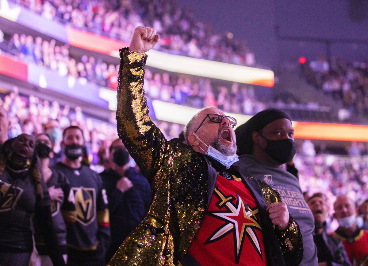 Golden Knights fans during an NHL hockey game against the Carolina Hurricanes on Tuesday, Nov. ...