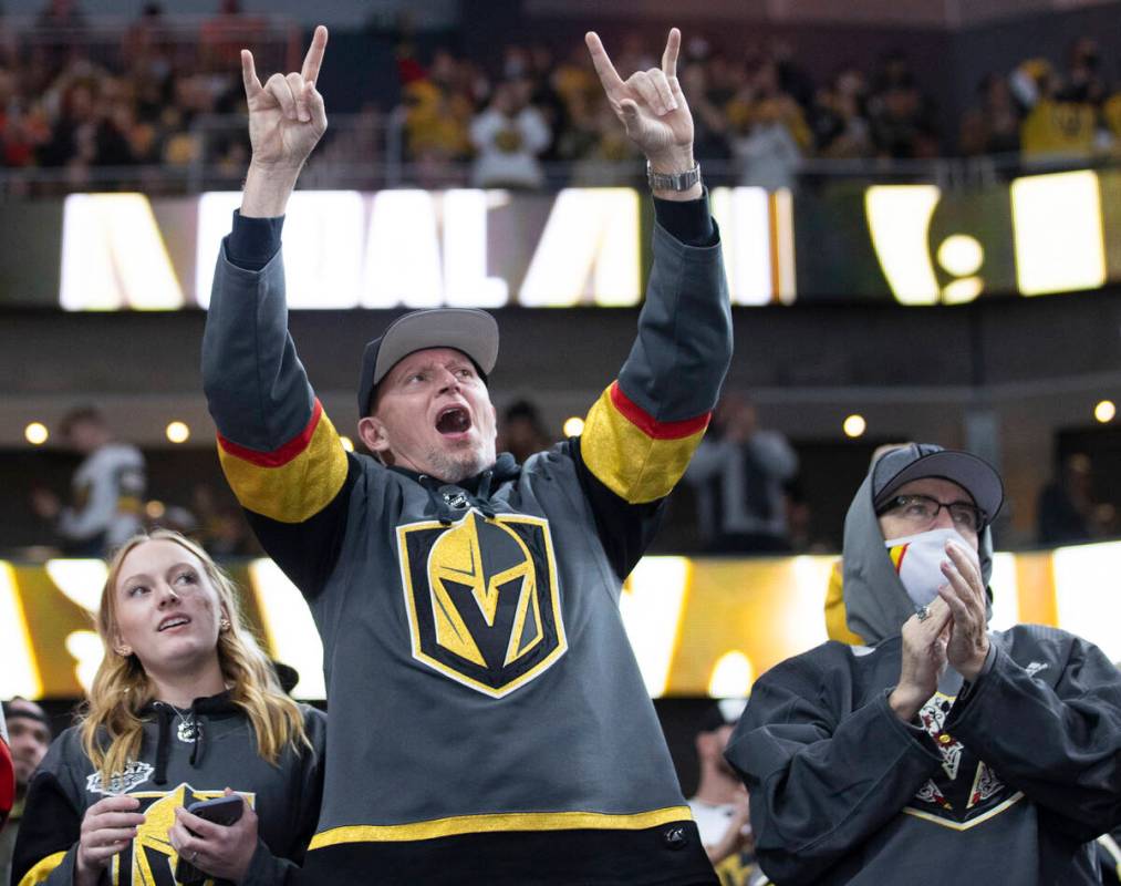 Golden Knights fans during an NHL hockey game against the Carolina Hurricanes on Tuesday, Nov. ...