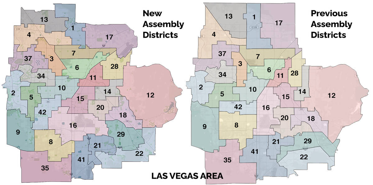 Final Las Vegas area Assembly district map vs. current district map
