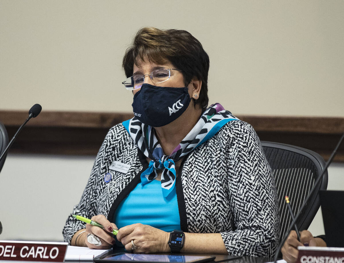 Carol Del Carlo, newly appointed chair, attends the Nevada System of Higher Education special m ...