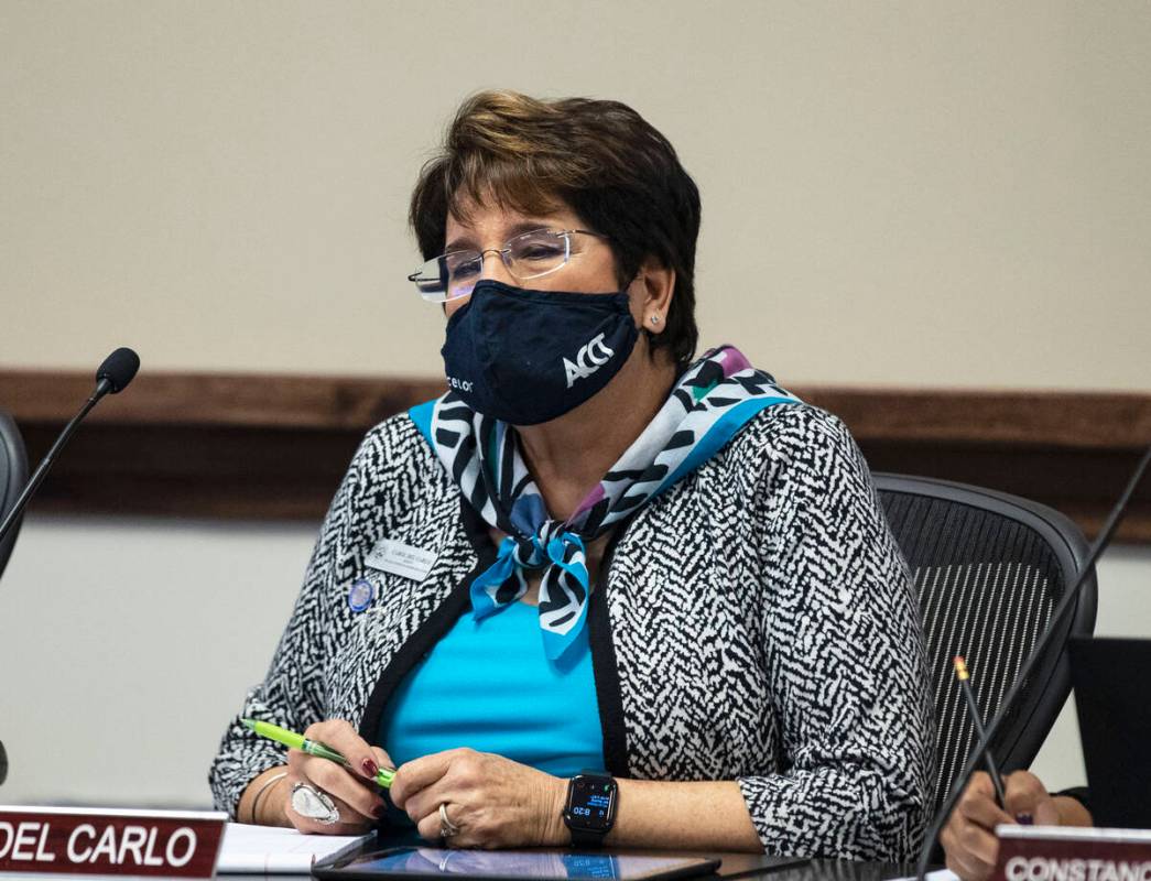 Carol Del Carlo, newly appointed chair, attends the Nevada System of Higher Education special m ...