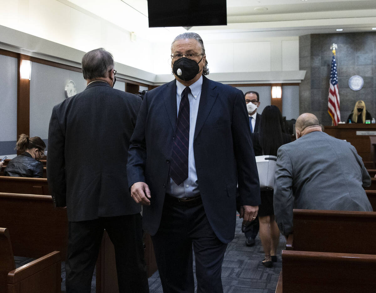 Attorney David Chesnoff, representing former Raiders wide receiver Henry Ruggs, leaves the Regi ...