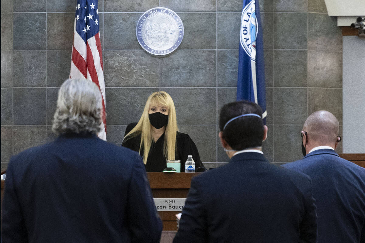 Attorneys David Chesnoff, left, and Richard Schonfeld, representing former Raiders wide receive ...