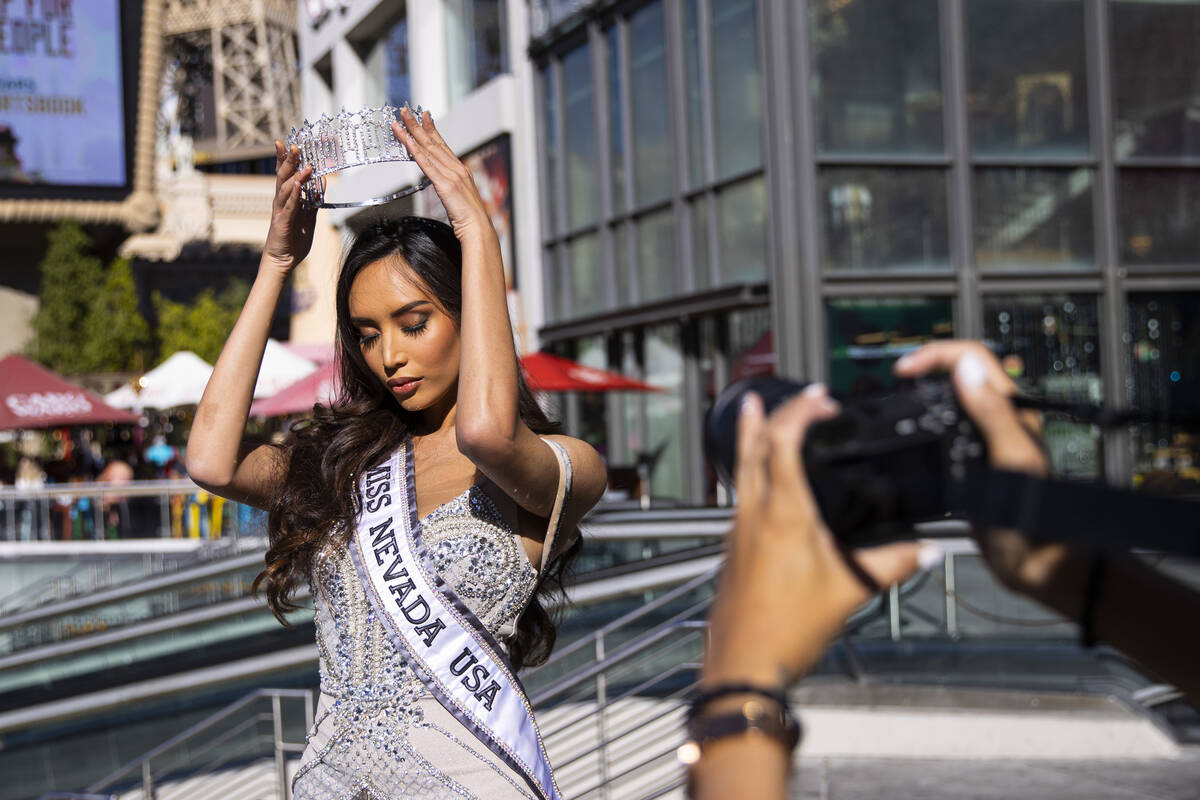 Miss Nevada USA Kataluna Enriquez poses during a promotional shoot, ahead of the Miss USA compe ...