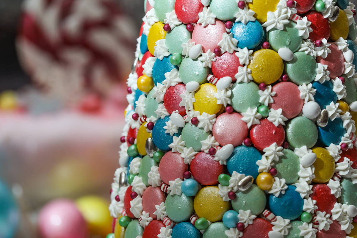 The holiday display made of mostly candy created by the Aria’s pastry team at the Aria i ...