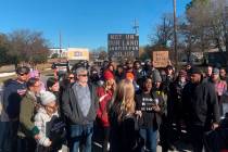 Supporters of Julius Jones rally outside Oklahoma State Penitentiary on Thursday, Nov. 18, 2021 ...