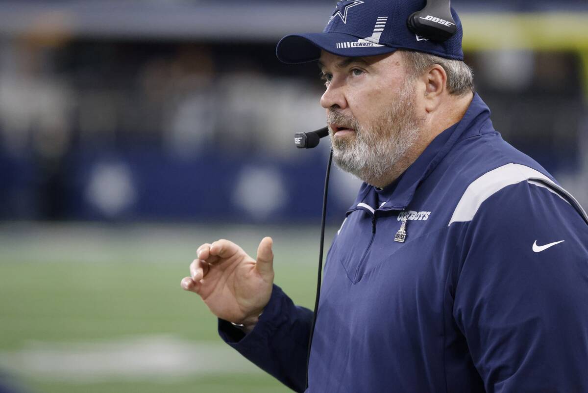 Dallas Cowboys head coach Mike McCarthy watches play in the first half of an NFL football game ...