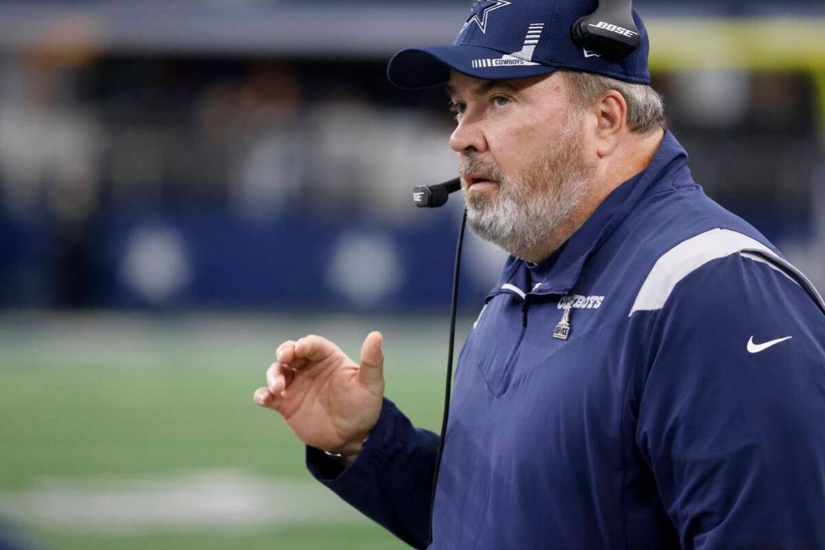 Dallas Cowboys head coach Mike McCarthy watches play in the first half of an NFL football game ...
