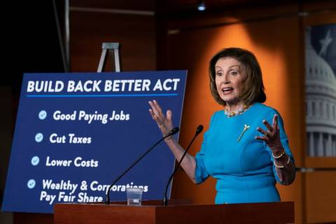 Speaker of the House Nancy Pelosi, D-Calif., talks to reporters about plans to pass President J ...