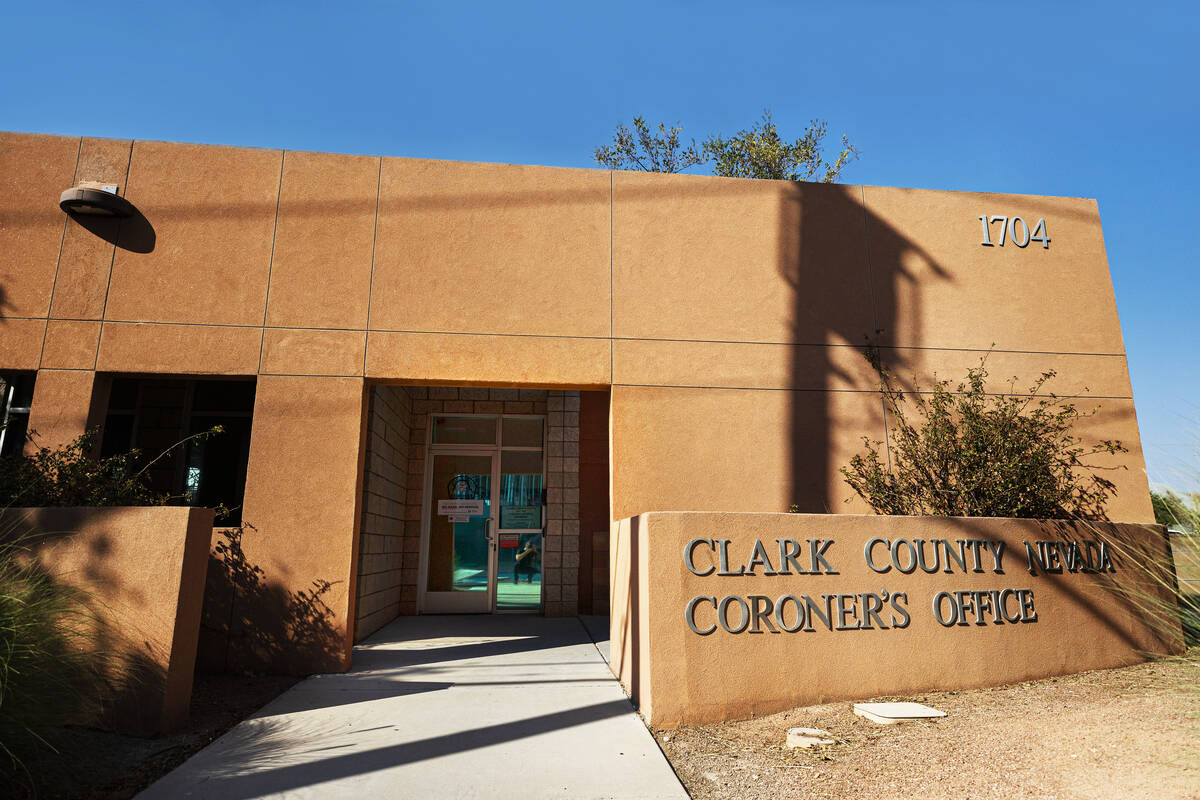 The Clark County Coroner’s office on Monday, Sept. 27, 2021, in Las Vegas. (Benjamin Hag ...