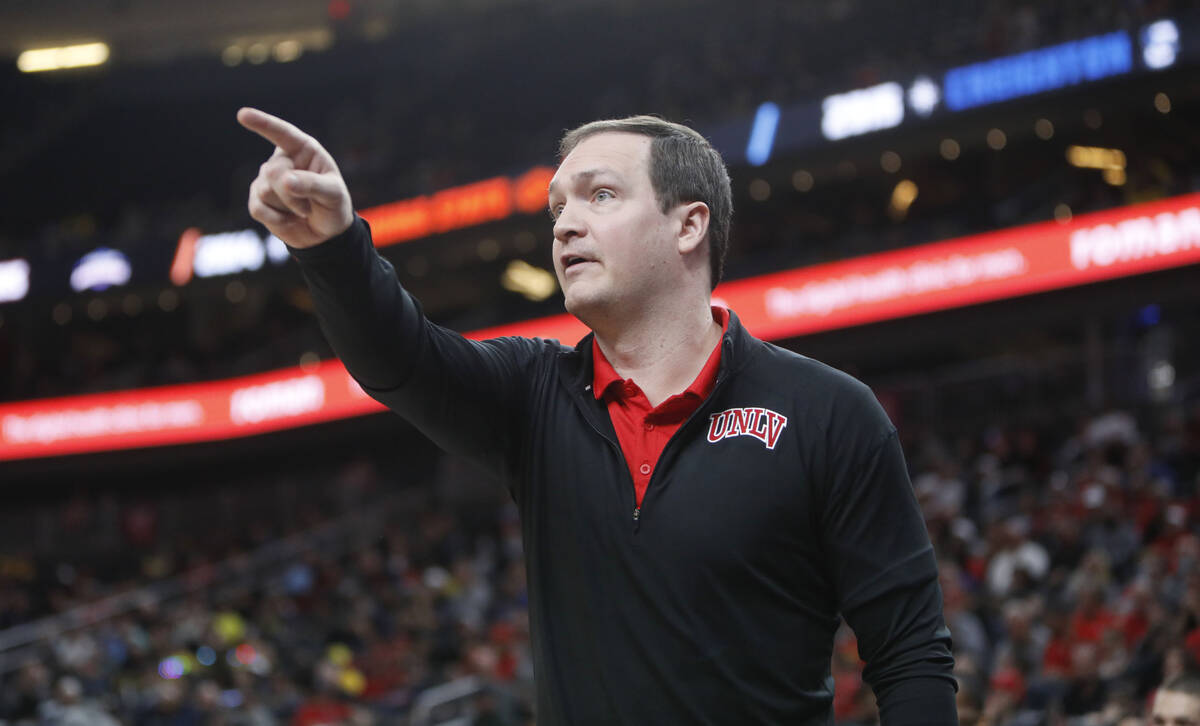 UNLV Rebels head coach Kevin Kruger gestures during the second half of a Roman Main Event first ...