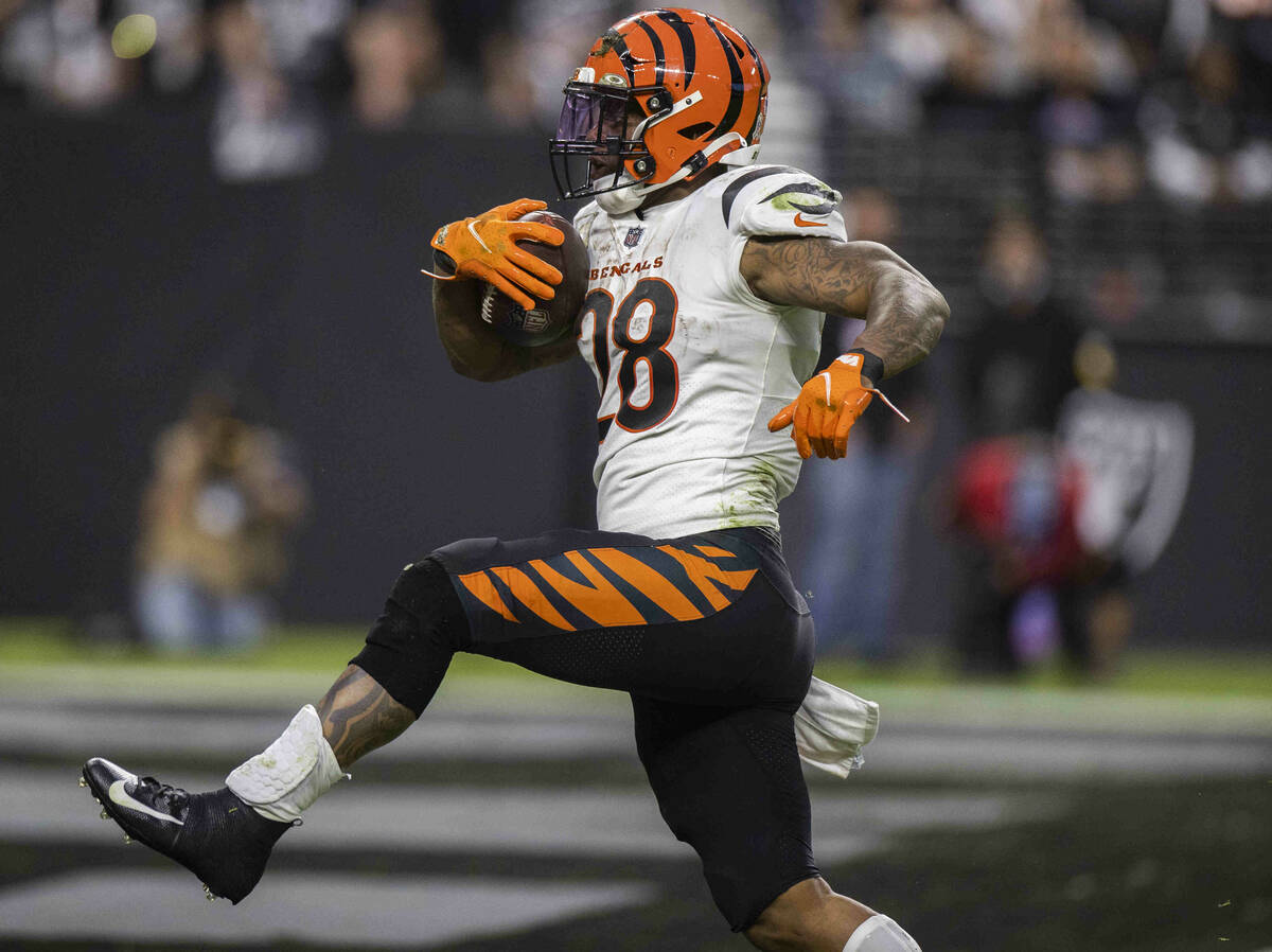 Cincinnati Bengals running back Joe Mixon (28) rushes for a second half touchdown during an NFL ...