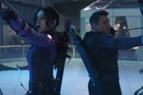 (L-R): Kate Bishop (Hailee Steinfeld) and Hawkeye/Clint Barton (Jeremy Renner) in Marvel Studio ...